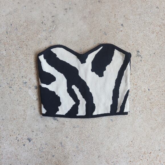 Commense Tops - Commense Zebra Print Strapless Knit Tube Top S Y2K Mob Wife Animal Print